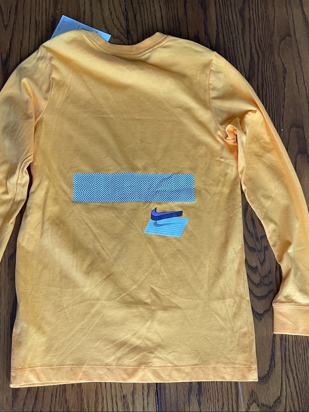 Nike Kids Yellow Long-Sleeve Tee with Blue Floral Cutouts